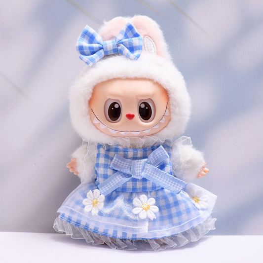Only baby clothes] one or two generation pendant labubu clothes daisy plaid skirt suit cloth baby clothes