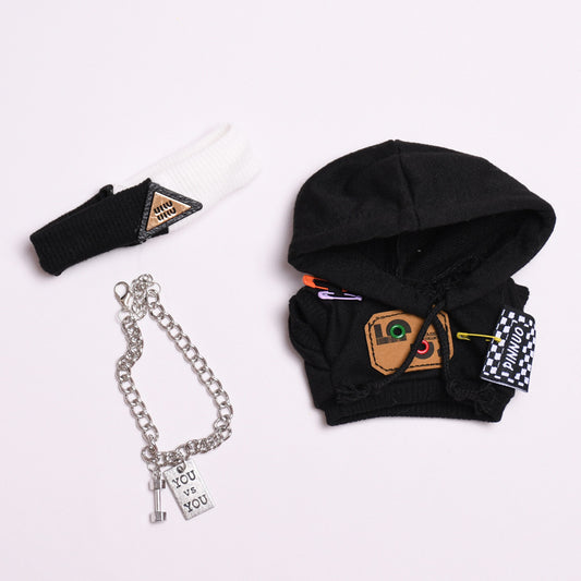 Only clothes] vinyl pendant 17cm cloth clothes black sweater suit blind box labubu fashion doll