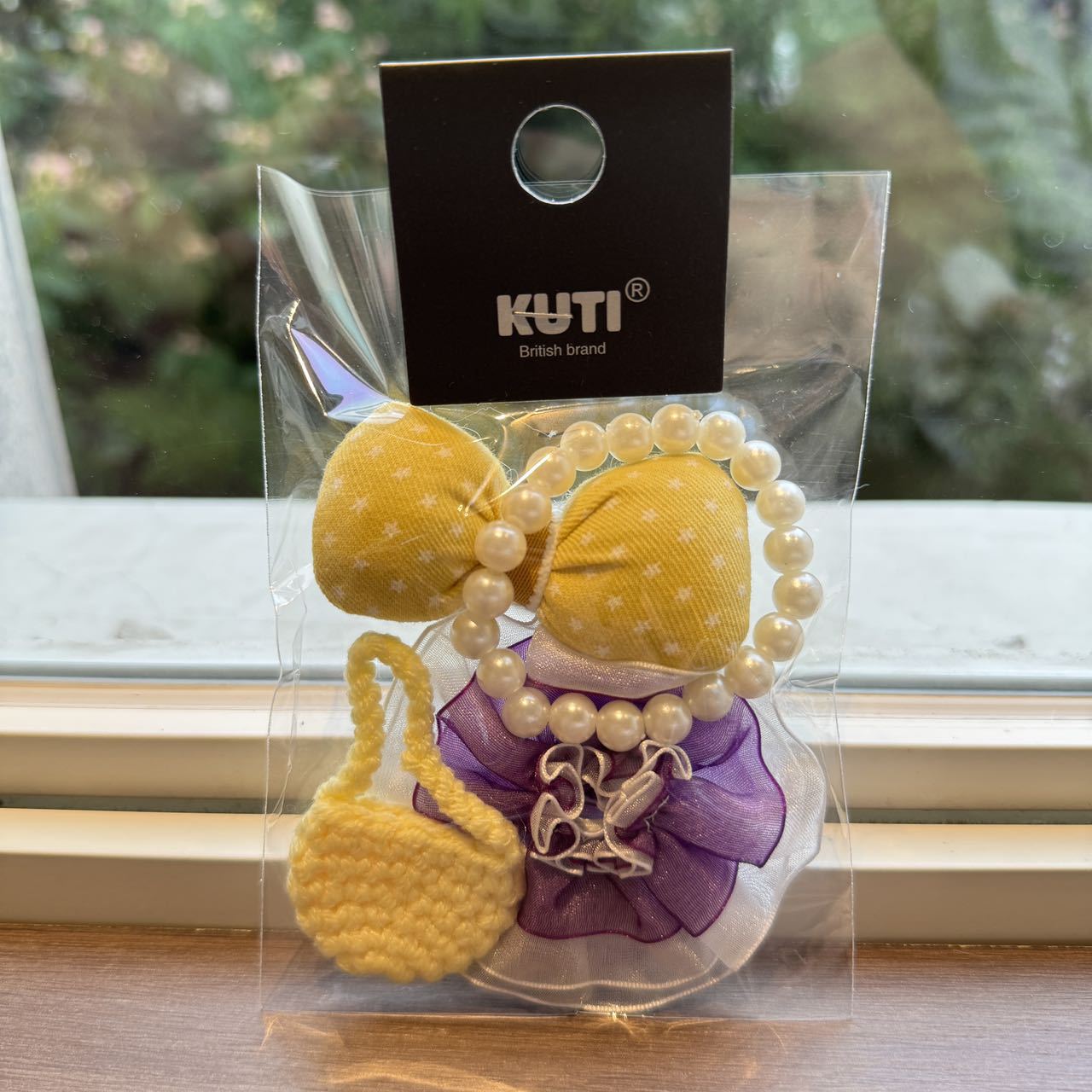 Labubu Doll Cute Baby Clothes with Bow Pearl Necklace Set
