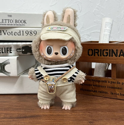 17cm Labubu Pendant Doll Vinyl Labubu Doll Can Wear suit for Plush Toy Clothes
