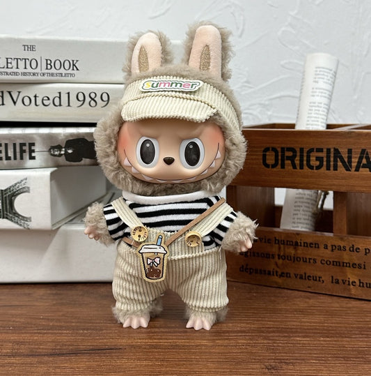 17cm Labubu Pendant Doll Vinyl Labubu Doll Can Wear suit for Plush Toy Clothes