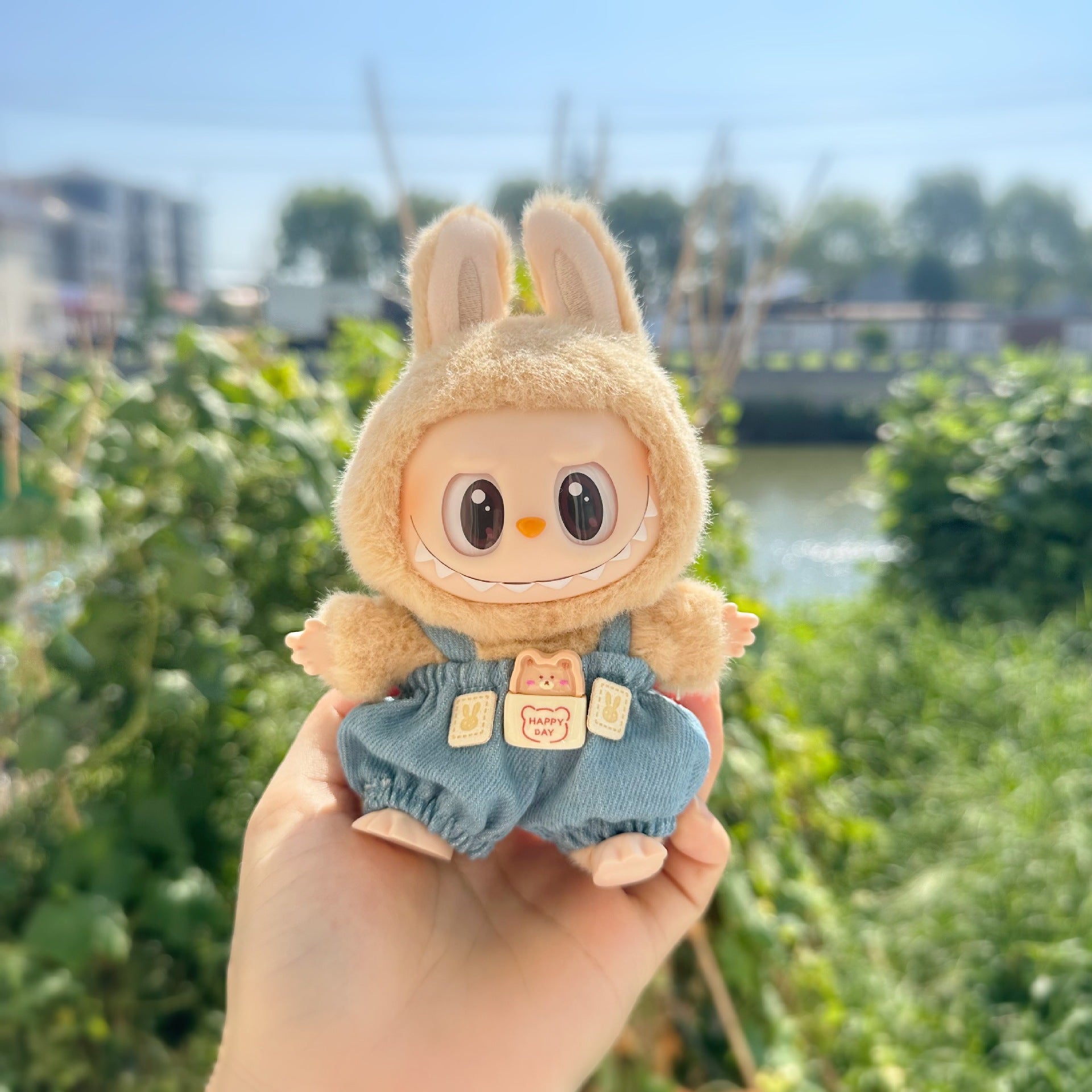 Only clothes] second-generation labubu clothes pendant LABUBU sit party doll biscuit music bear suspenders