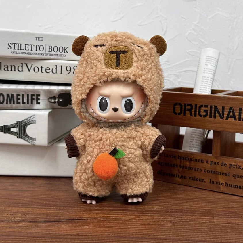Wholesale labubu doll clothes 17cm pull cloth blind box pendant one or two generation vinyl plush doll suit