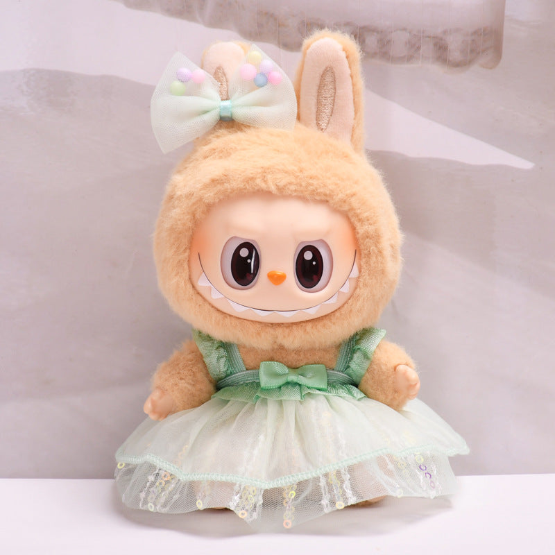 Only clothes] vinyl blind box pendant labubu sit party clothes sequins gauze skirt cloth cute