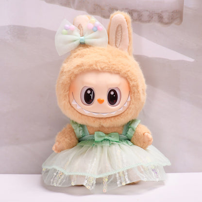 Only clothes] vinyl blind box pendant labubu sit party clothes sequins gauze skirt cloth cute