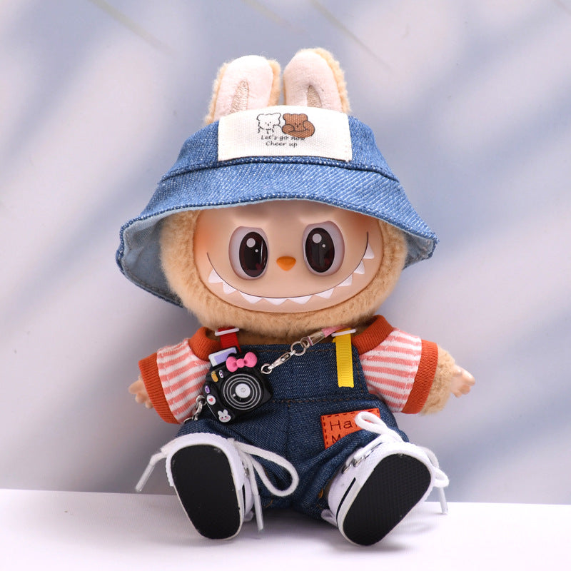 Only baby clothes] one, two and three generations of pendants labubu clothes Denim pants striped T labubu baby clothes