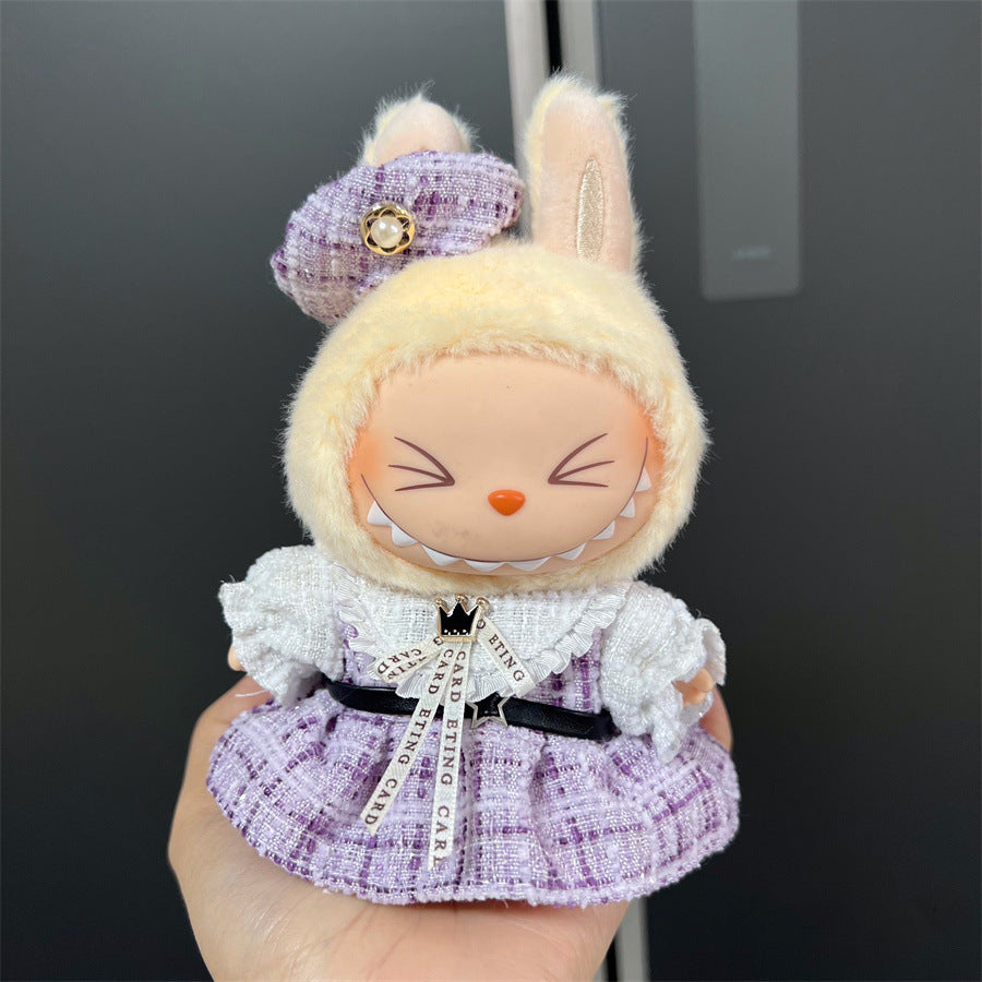 Labubu Wearable Doll Clothes 17cm Plush Cute Dress-Up Casual Outfit Skirt Fabric Clothes High Quality