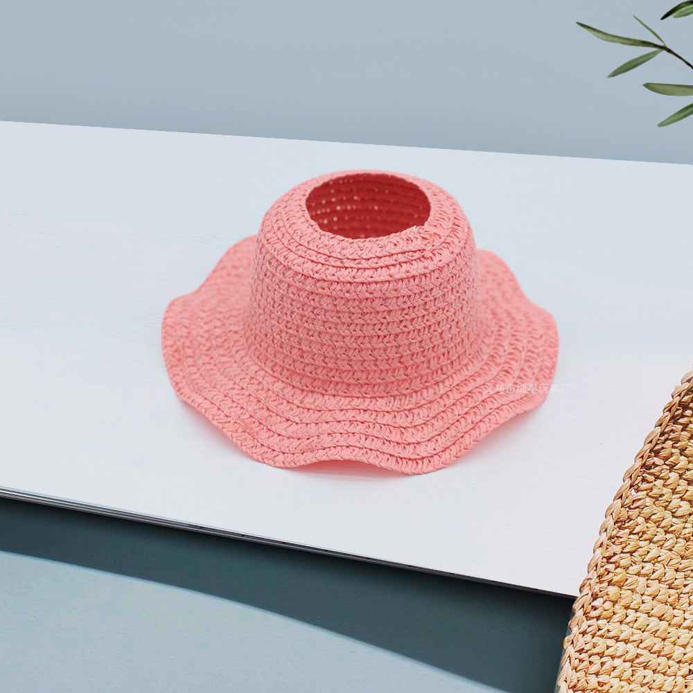 Labubu Empty Top Open Straw Hat Woven Hat Party Clothing Accessories Pastoral Style Labubu Doll Clothes Decorative Matching