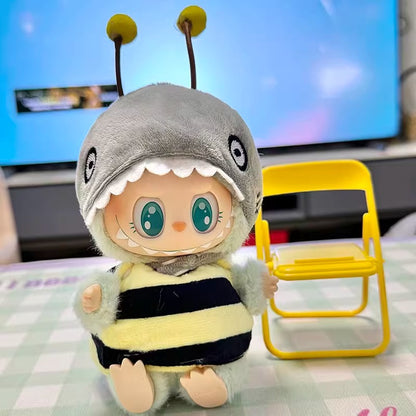 Clothes Only] First/Second Generation Pendant Labubu Clothes Rab Sit Party Doll Shark Elk suit