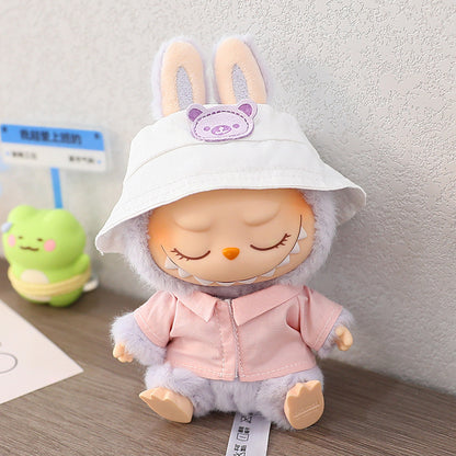 LABUBU cloth clothes sit party heart Macaron 17cm 15cm vinyl pendant hat shirt