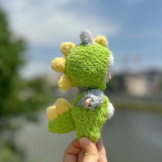 Only clothes] 17CM blind box pull cloth clothes vinyl LABUBU pure hand made dinosaur clothes color ridge black dinosaur
