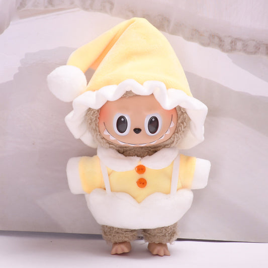 Only clothes] 17cm cloth pendant replacement clothes eggshell pajamas three-piece doll Labubu doll cute