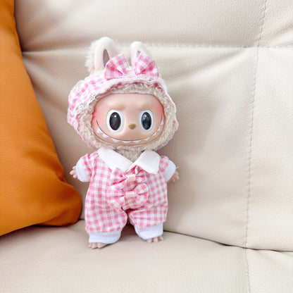 Only clothes] 17CM blind box cloth clothes pink small fragrant wind suit key chain LABUBU for blue skirt