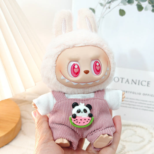 Labubu Doll Outfit Set - Panda Overalls & Hat for 1st & 2nd Gen
