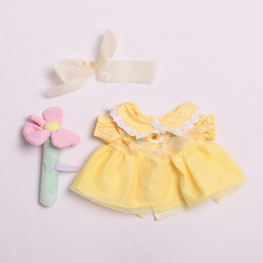 Only clothes] 38cm large cloth cloth for clothes yellow bow gauze skirt labubu dress doll