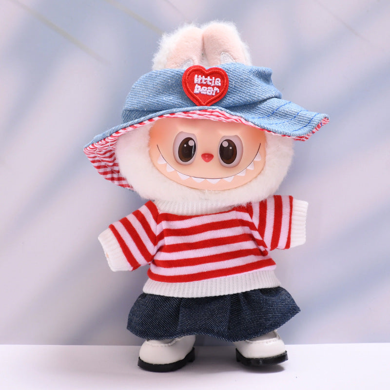 Only baby clothes] one or two generation pendant labubu clothes rainbow white T jeans suit suit labubu baby clothes