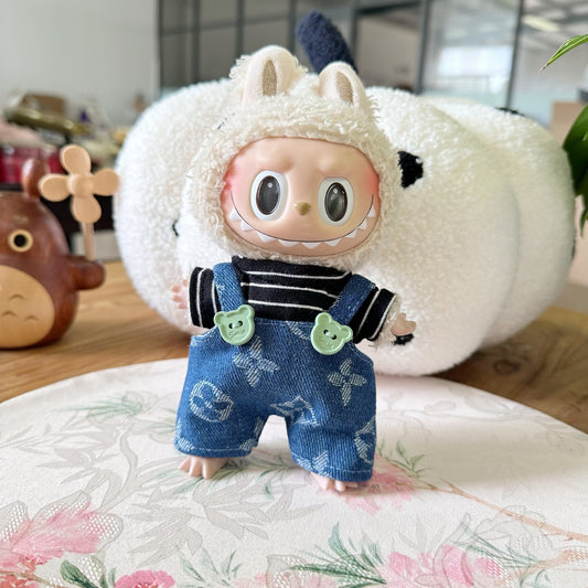 Only clothes] blind box pull cloth doll clothes 17CM pendant LABUBU suit for four-leaf clover suspenders