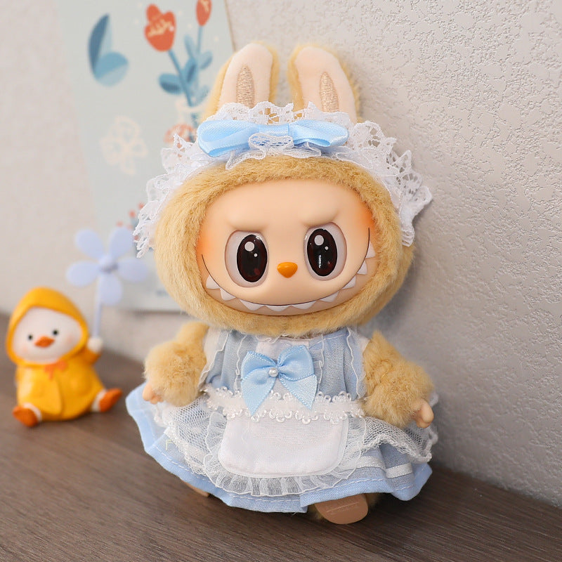 LABUBU Sitting Party Doll Rab Bub Macaron 2nd Generation Sitting Vinyl Doll Dress Dress for Dress