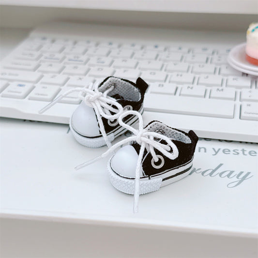 17cm labubu doll 10cm cotton doll three-year-old black white canvas shoes lace-up cloth shoes