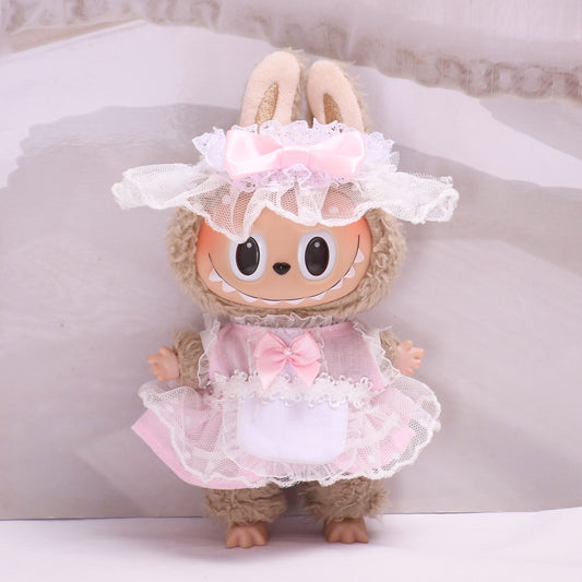 Labubu Doll Cute Outfit - Blue & Pink Vest Dress Suit for 17cm Pendant Doll