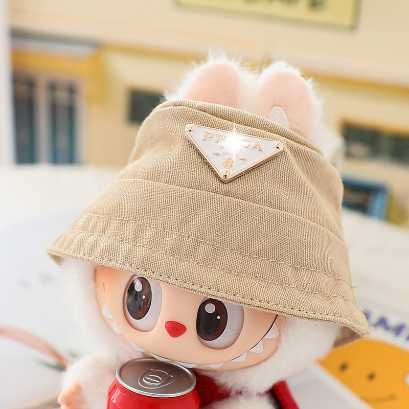 17cm Labubu Fisherman Hat Macaron Vinyl Face Labubu Doll Doll Triangle suit Glasses