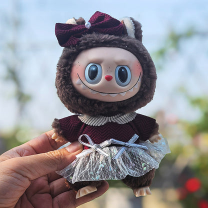 Super Q cute labubu doll 17cm pendant generation for doll plush doll vinyl face change
