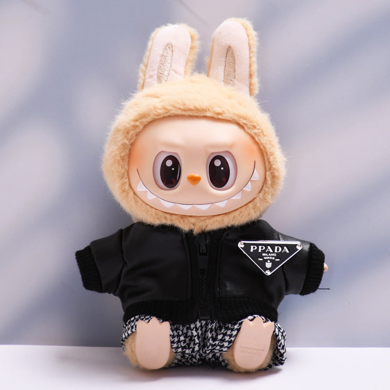 Only clothes] one or two generation pendant cloth cloth clothes black jacket coat houndstooth skirt LABUBU doll clothes