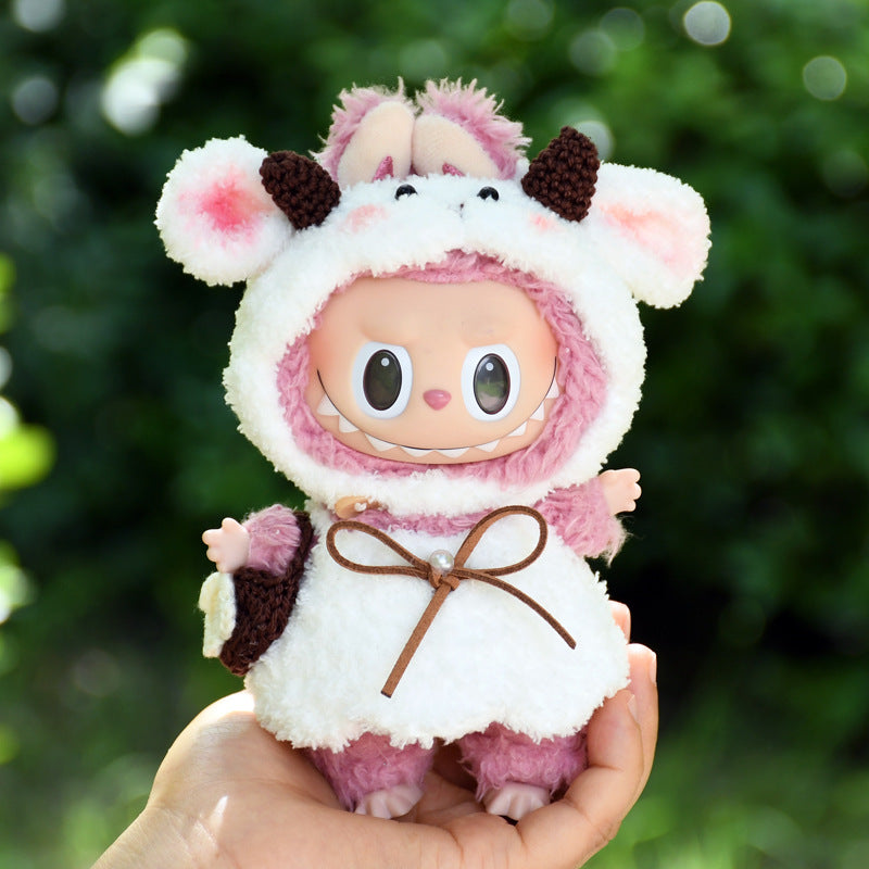 17cm Blind Box Rab Cloth Hand-in-Hand Frog Piglet Plush Christmas Suit labubu Pendant Snowman Doll Coat