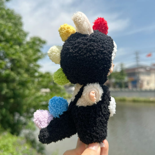 Only clothes] 17CM blind box pull cloth clothes vinyl LABUBU pure hand made dinosaur clothes color ridge black dinosaur