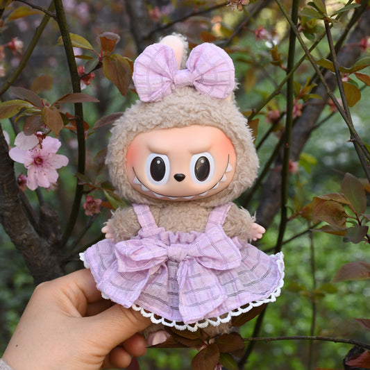 17cm Blind Box Labu Cloth Dress for Small Fresh Strap Skirt Suit Labubu Pendant Clothes Cute Cute Baby Clothes