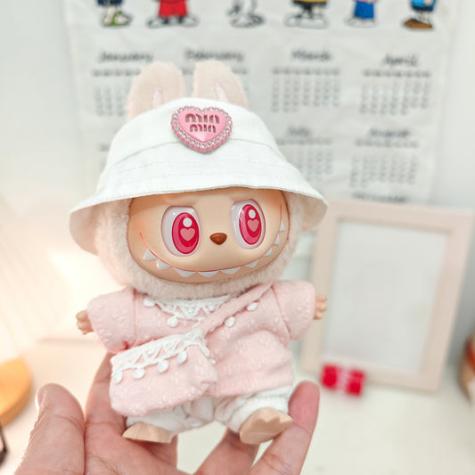 Labubu Doll Outfit: Purple & Pink Shoulder Bag Sets with Fisherman Hat