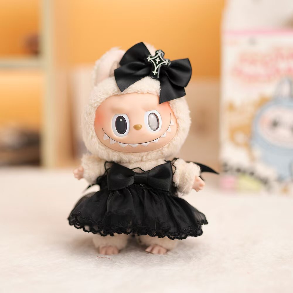 Bubble Mart 17cm Rab cloth pendant angel devil black wedding dress angel wings skirt for baby clothes
