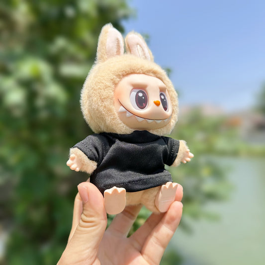 Only clothes] second generation Labubu clothes pendant labubu sit party series baby black t hat suit