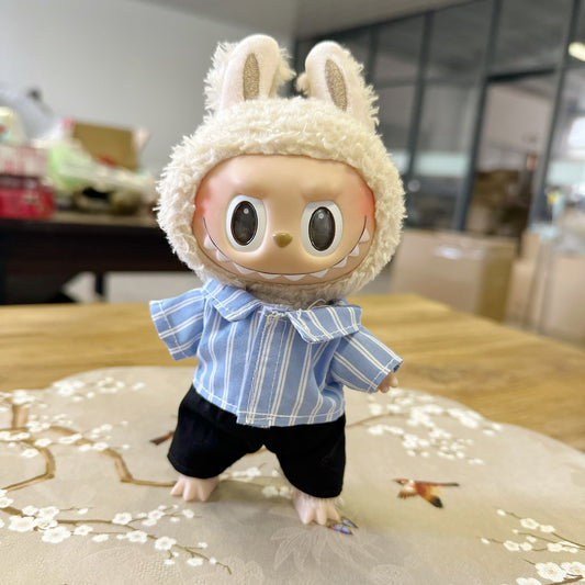 Only clothes] 17CM blind box cloth clothes blue gentleman striped suit key chain LABUBU for new