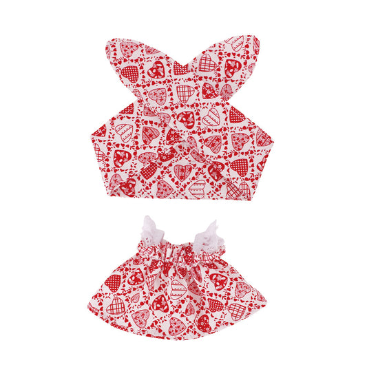 Labubu Doll Floral Dress with Hair Accessories for Sitting Party