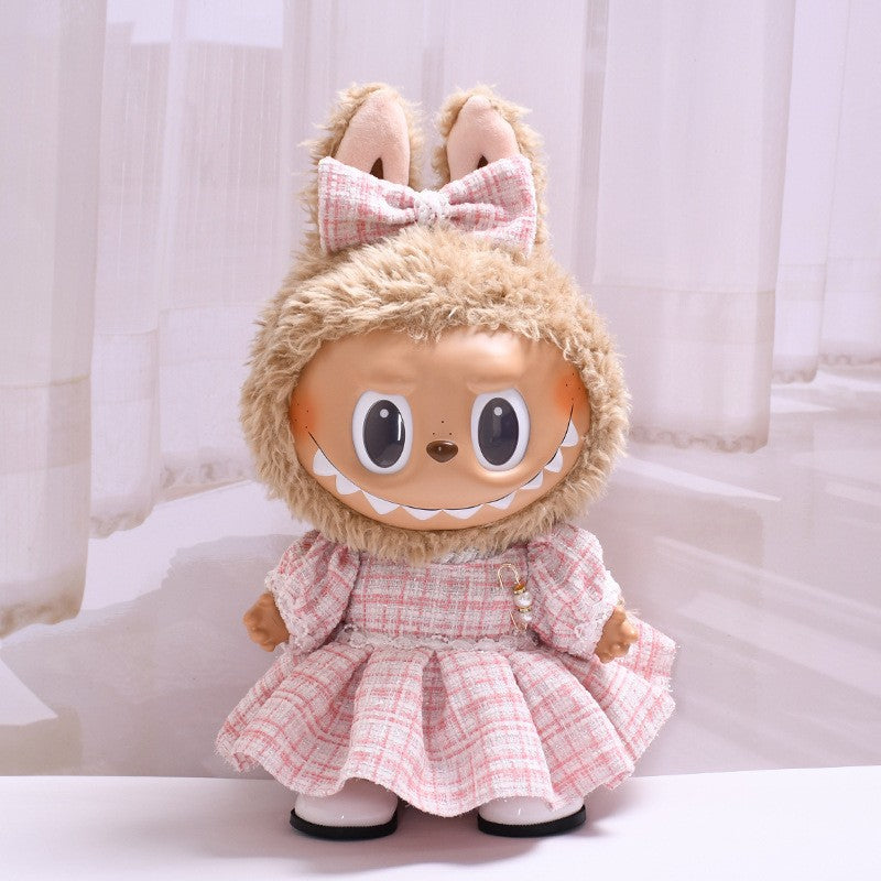 Only clothes] 38cm labubu labubu for clothes plaid small fragrant wind suit change baby clothes
