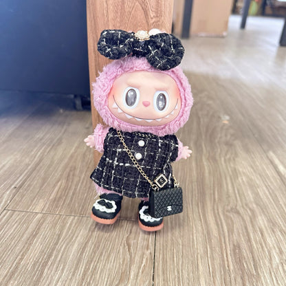 Only clothes] 17CM blind box pull cloth doll clothes pendant LABUBU Hagrid fragrant style skirt set pastel skirt
