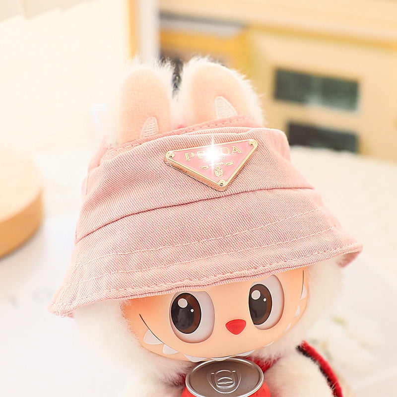 17cm Labubu Fisherman Hat Macaron Vinyl Face Labubu Doll Doll Triangle suit Glasses