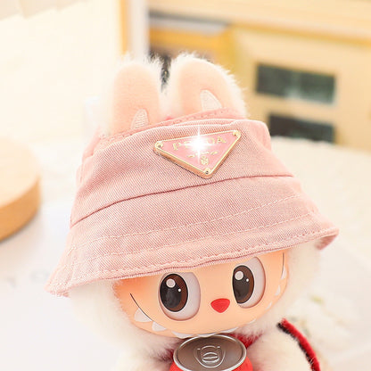 17cm Labubu Fisherman Hat Macaron Vinyl Face Labubu Doll Doll Triangle suit Glasses