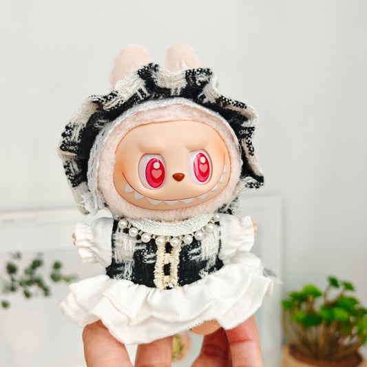 Labubu Doll Baby Clothes Set - Plaid Fragrance & Hairband Skirt