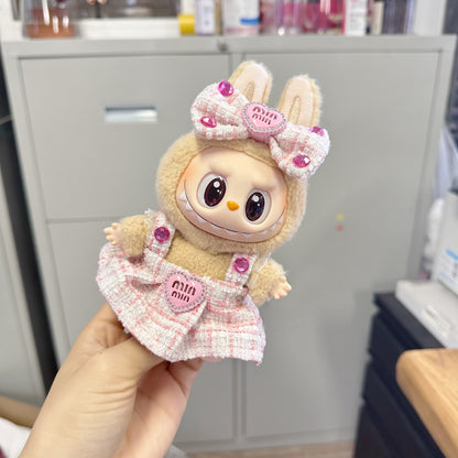 Clothes Only] LABUBU Sit Party Blue Pink Strap MIN Chanel Style Dress Suit LABUBU Clothes Sweet