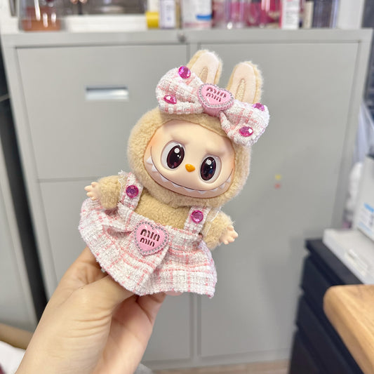 Clothes Only] LABUBU Sit Party Blue Pink Strap MIN Chanel Style Dress Suit LABUBU Clothes Sweet