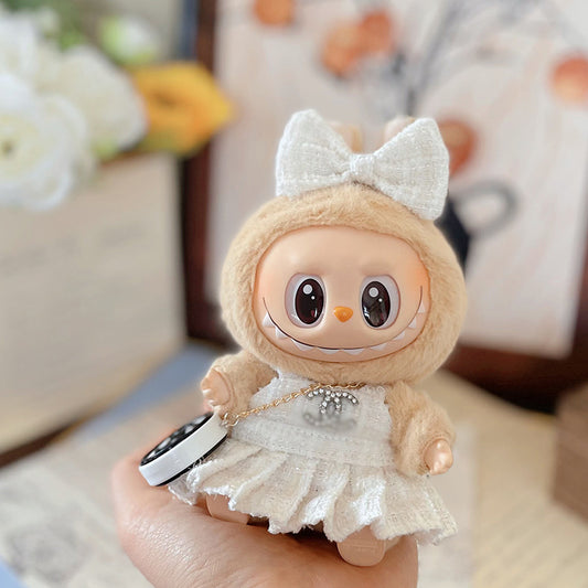 Labubu Doll White Skirt Outfit for 17cm Labubu