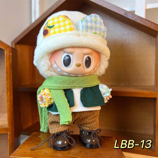 New 17cm Labubu Pendant with Replacement Baby Clothes High Quality Labubu Blind Box Pendant Baby Clothes Decoration Set