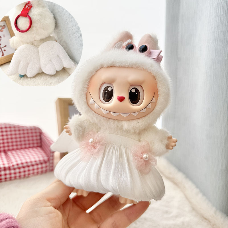 Only clothes] pull cloth doll clothes one, two and three generations of key chain LABUBU wear baby clothes small cherry blue shark