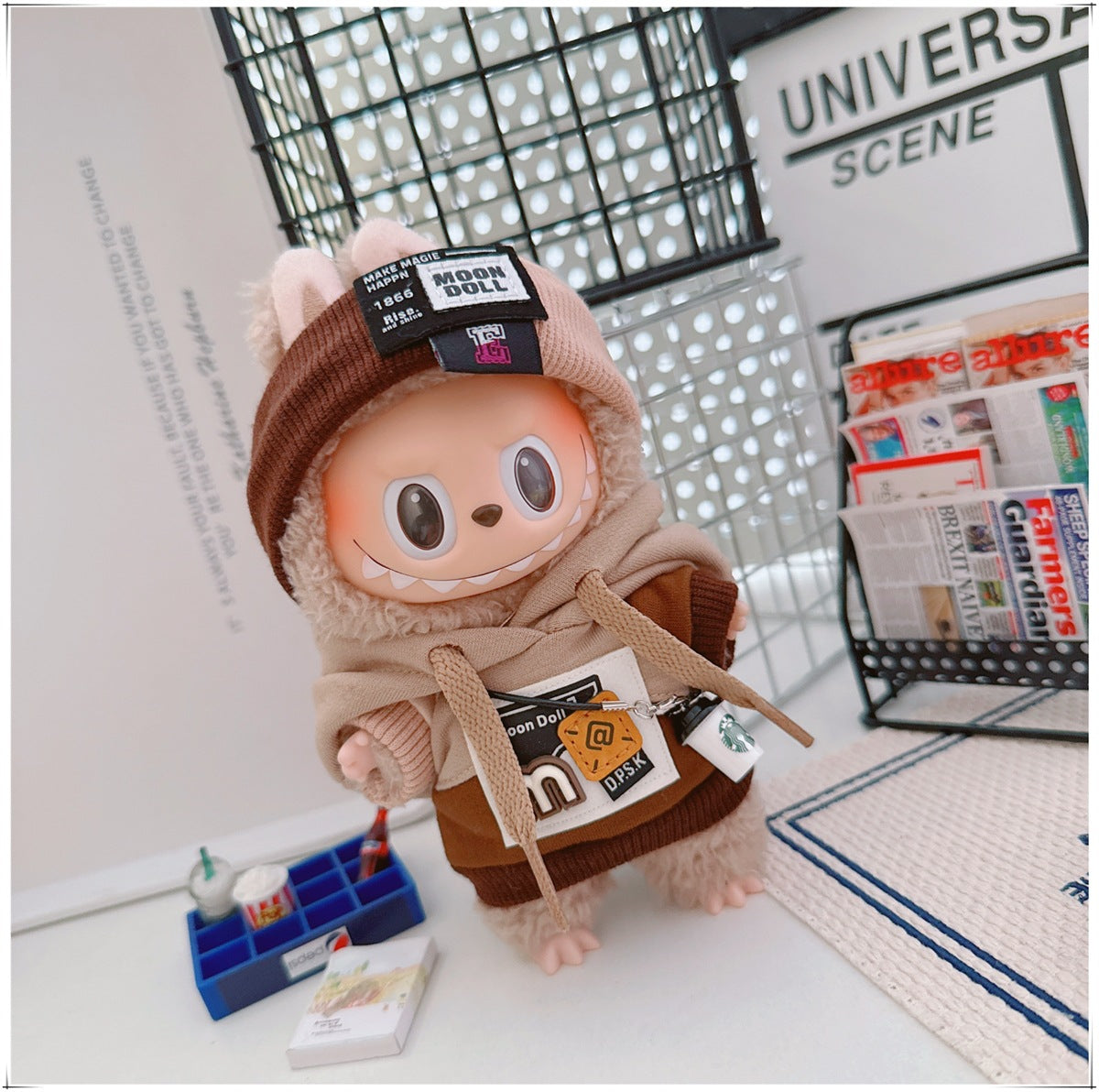 Labubu Doll Frenzy Style Outfit - Sweater & Hair Band for 17cm Vinyl Doll