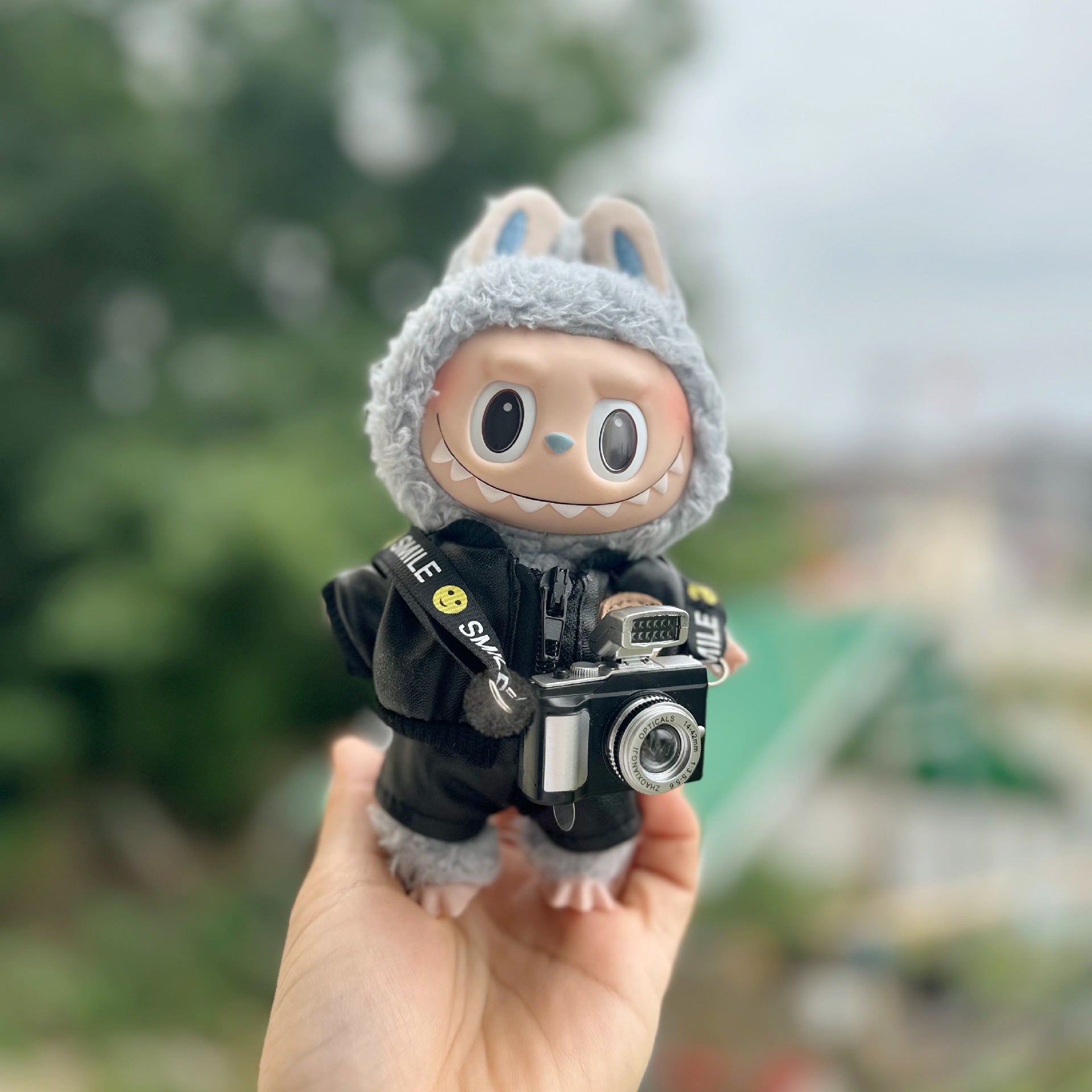 Only clothes] 17CM vinyl blind box pull cloth doll clothes swimming goggles boy suit LABUBU leather suit
