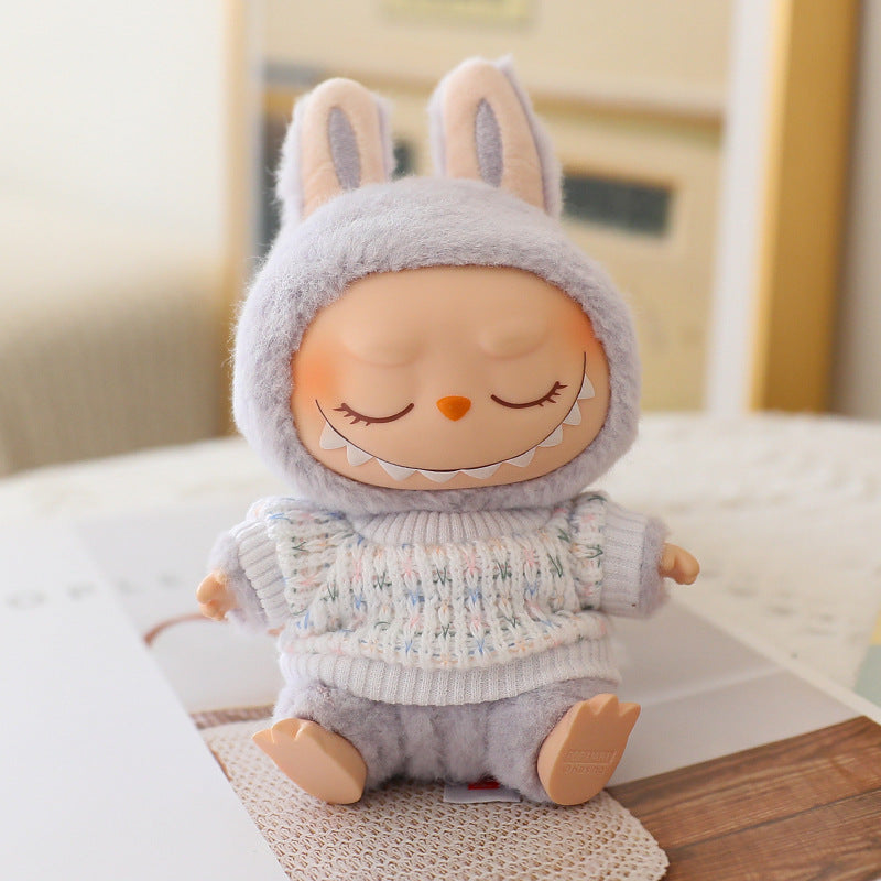 The second generation of Labubu blind box pendant clothes sit party pull cloth doll clothes for JK pleated skirt suit