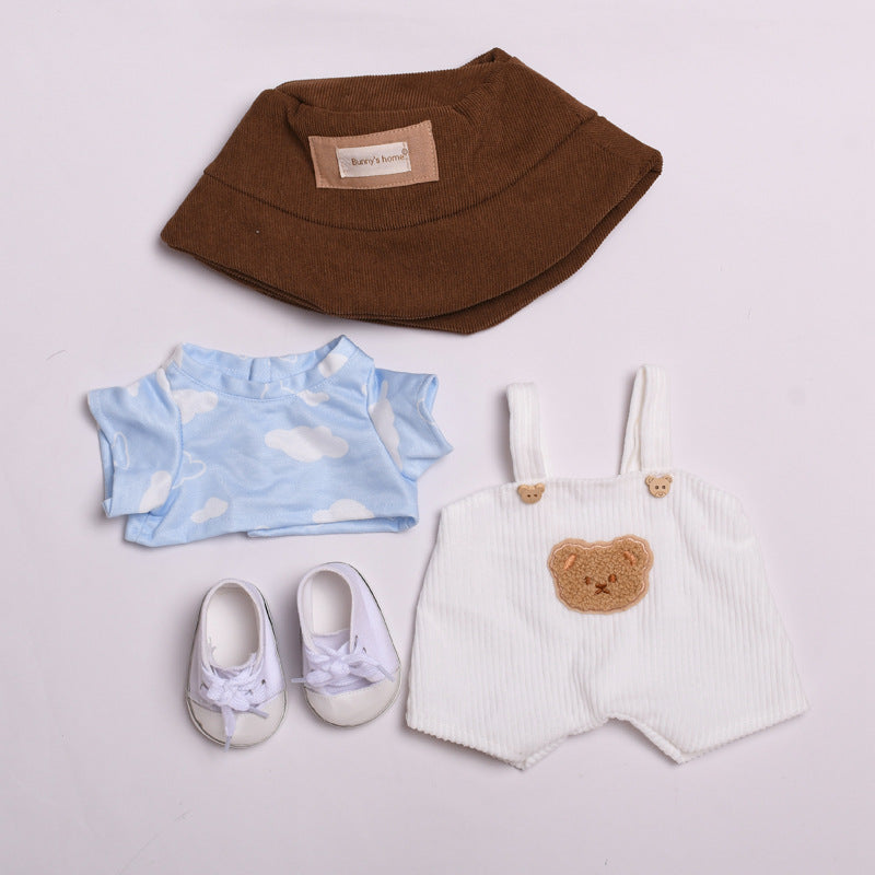 38cm Labubu Doll Bear Overalls Outfit & Shoes Set