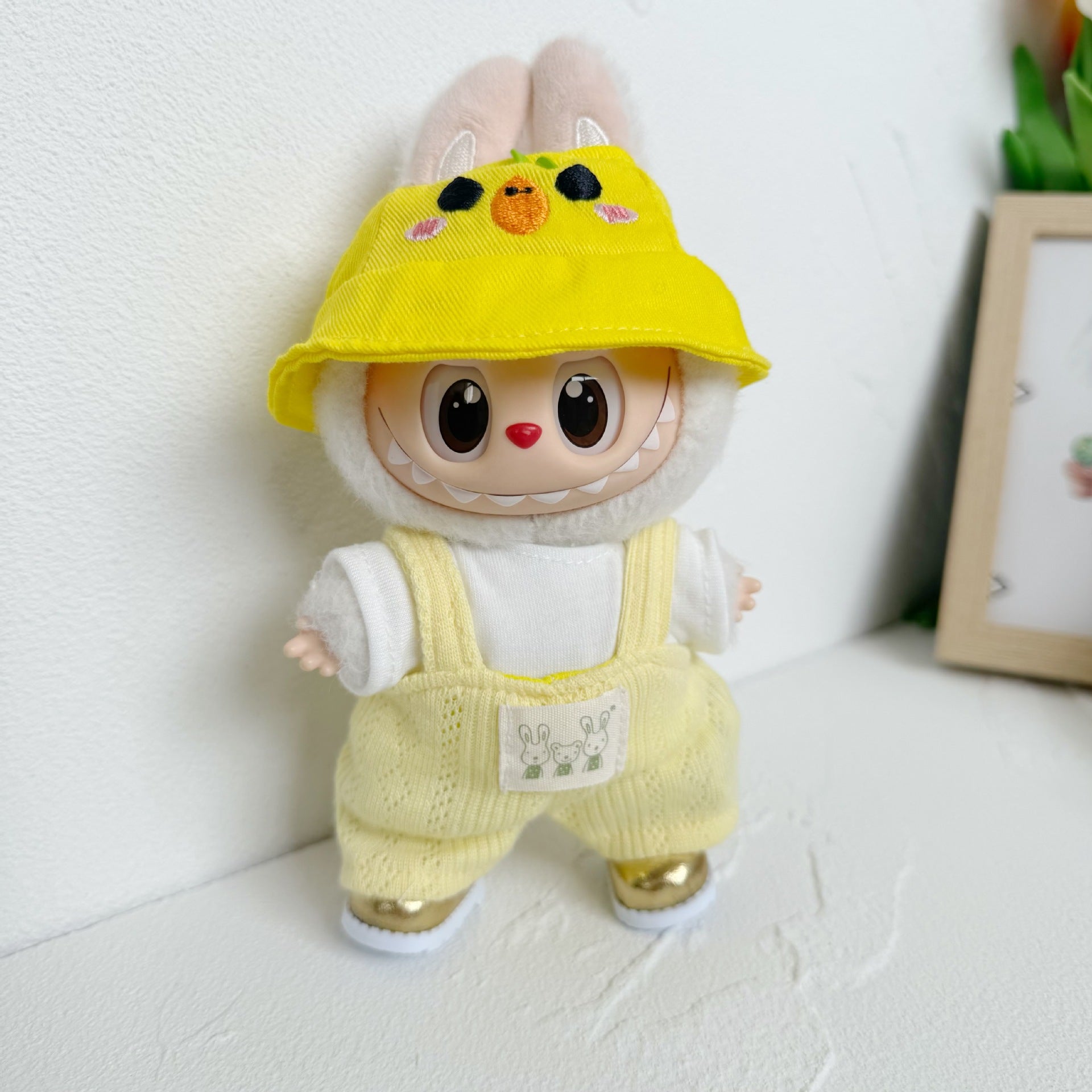 Clothes Only] 17cm Labubu Pendant Couple T-Shirt Overalls Skirt Clothing Accessories Blind Box Doll Clothes